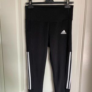 Adidas Leggings Black with White Stripes Size M
